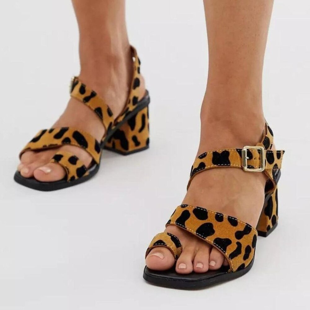 ASOS Leopard Block Heel Sandals - Size 7.5 - NEW Never Worn